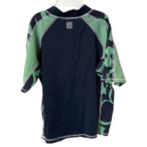 LANDS END Rash Guard Top Short Sleeves Green Blue Unisex Youth Large 7